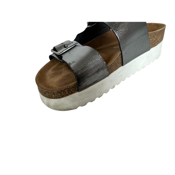 Saint + Sofia Platform 2 Strap Sandals  US 7  Pewter Metallic Leather  Casual - Picture 8 of 10